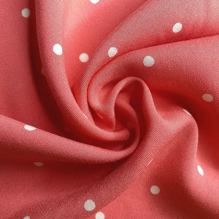 Harvest boho fast delivery 30s 100 Rayon Charlli printed dot design fabric for blouses and dress