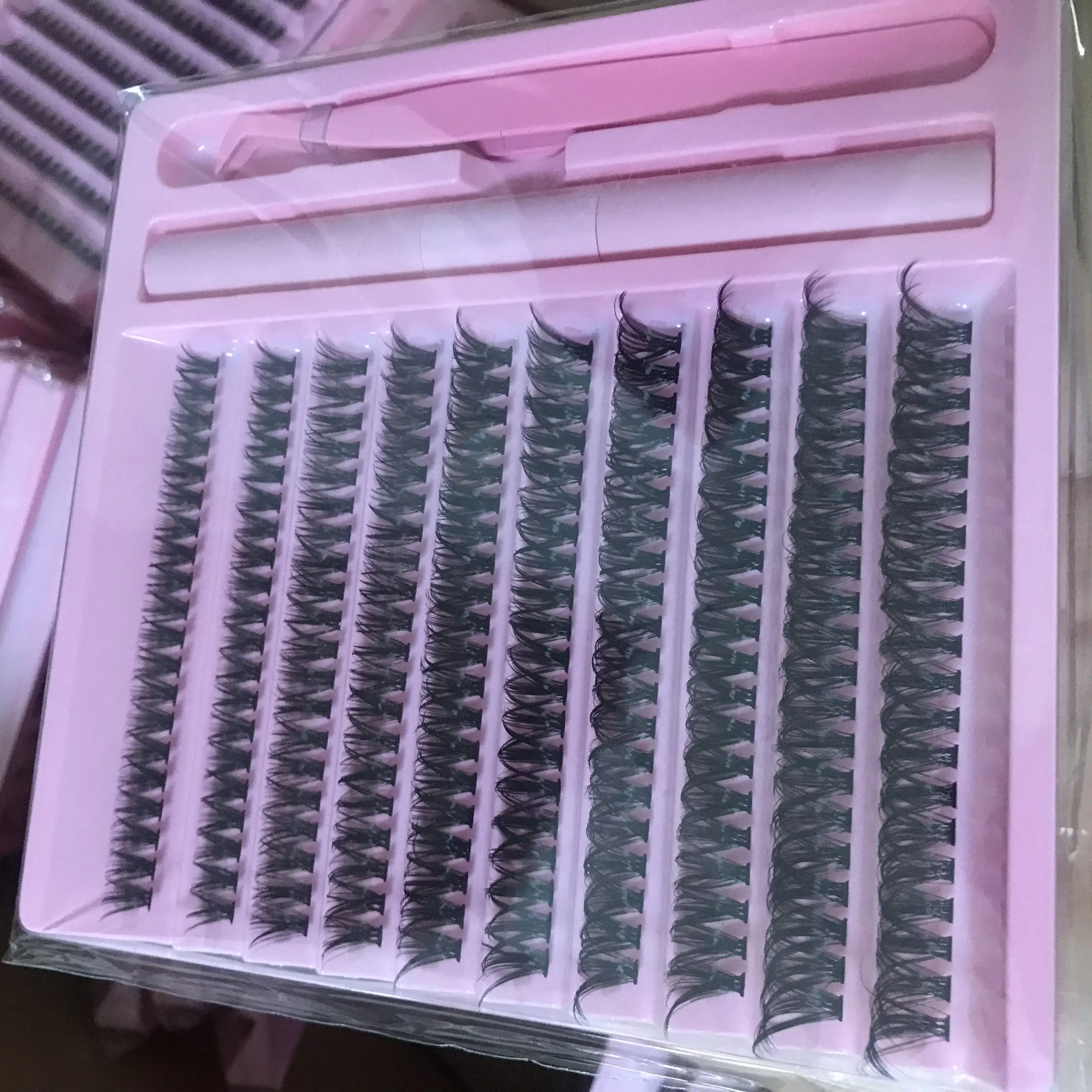 Private Label Custom Box Set Luxury Lashes d Curl Precut Ribbon Eyelashes Fan Pre-Cut Individual Extension Diy Lash Cluster Kit