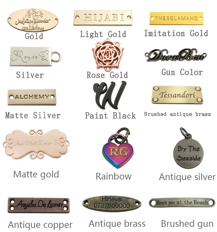 Brand Logo Aluminum Nameplate Label Name Custom Brand Labels Metallic Metal Plate Metal Tag For Clothing