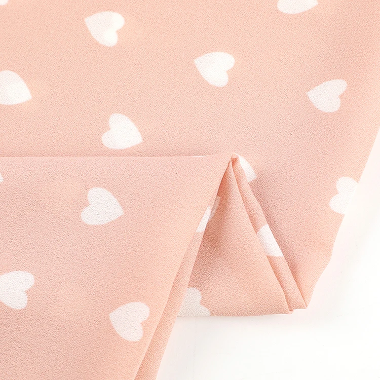 
Customized cute design 115gsm love pattern woven printed dobby wool polyester fabric for kid 