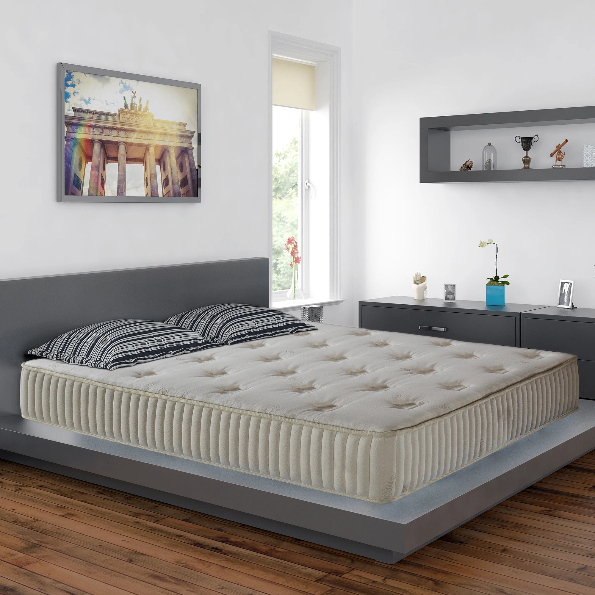 AIDI New product on Amazon portable coir ripple fabric cool king size mattress pocket spring mattress the best choice