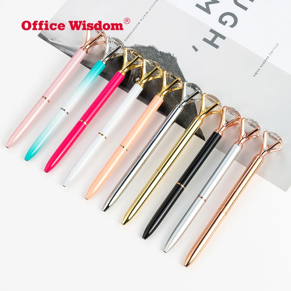 Customized Logo Crystal Crown Style Metal Ballpoint pen Ball Pen With Big Crystal Diamond