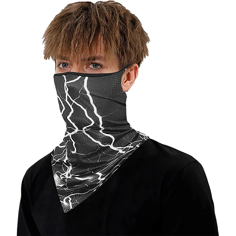 Men High Elasticity Cycling Running Fishing Earloop Print Seamless Polyester Bandana