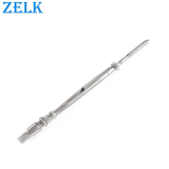 AISI304 316 Stainless Steel Lag Screw End Swageless Closed Body Turnbuckle With  Quick Attach Terminal