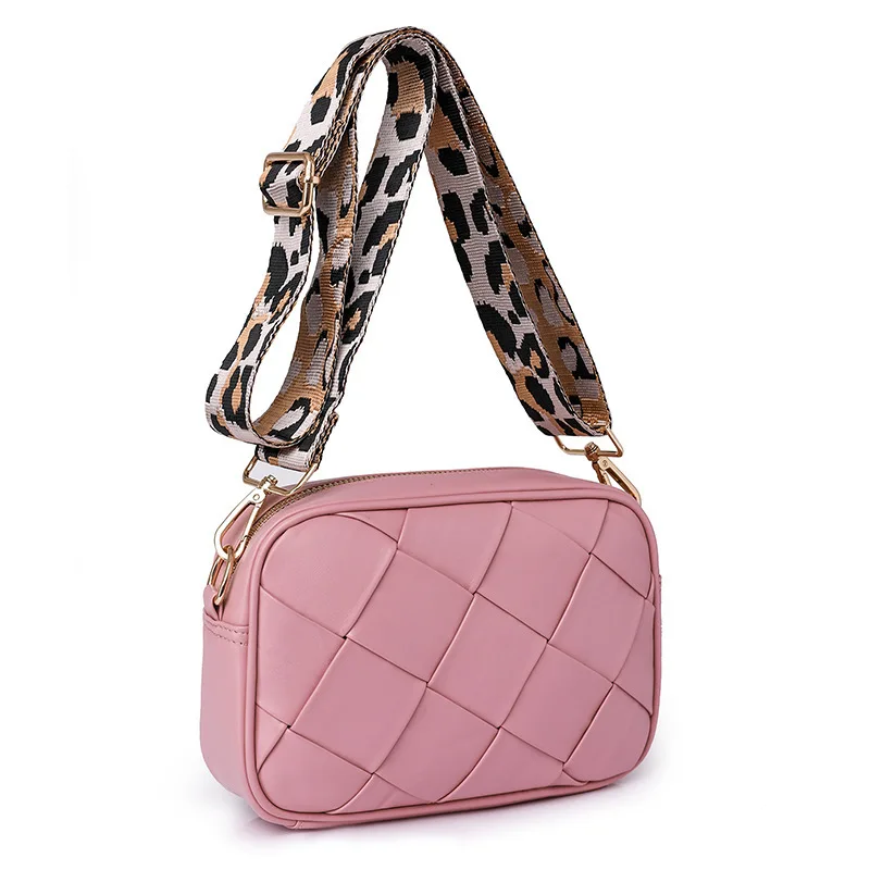 2024 spring Chic Square Pattern Crossbody Shoulder Bag for Women Leopard Print Strap Stylish PU Leather Messenger Bag for girls