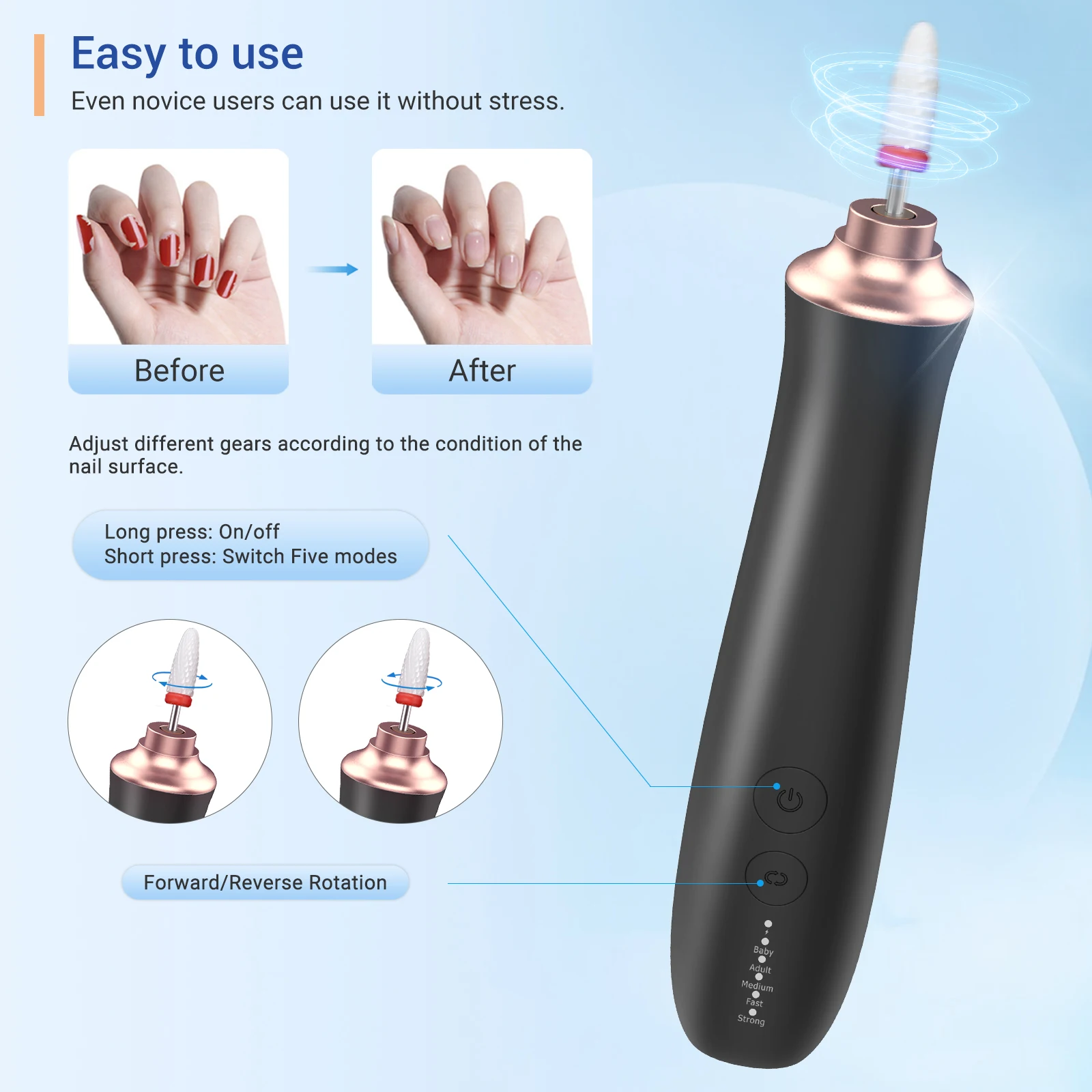 Handpiece E-File Nail Polish Equipment 2024 Hot Sale Usb Charging Home Use Nails Salon Art Tools Set Odm Oem Nail Drill Machine