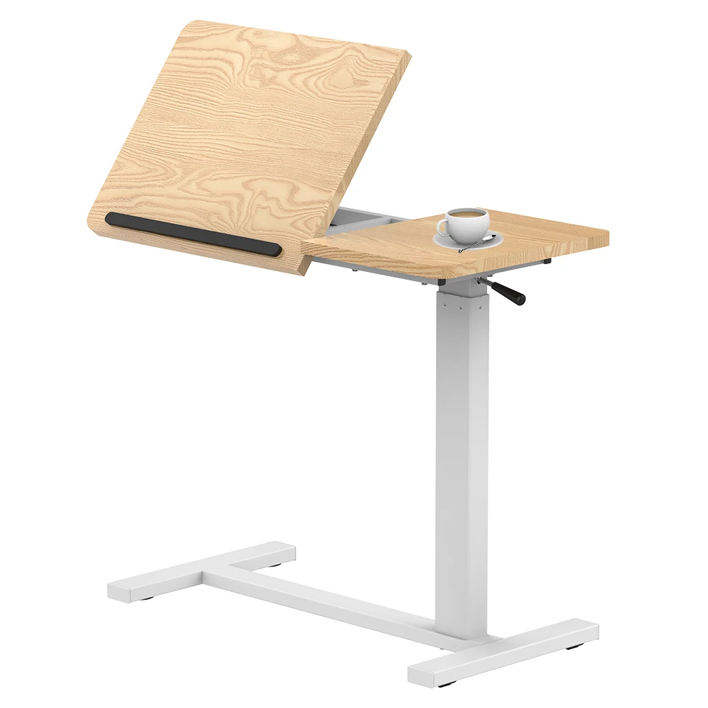 Adjustable Overbed Bedside Table with Wheels Laptop Table Computer Desk Portable Stand Up WorkStation Cart Tray Side Table
