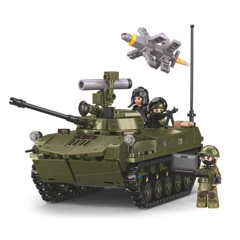 Plastic building blocks toys Tank destroyer Army Car Toys model Building Block Mini Military Series