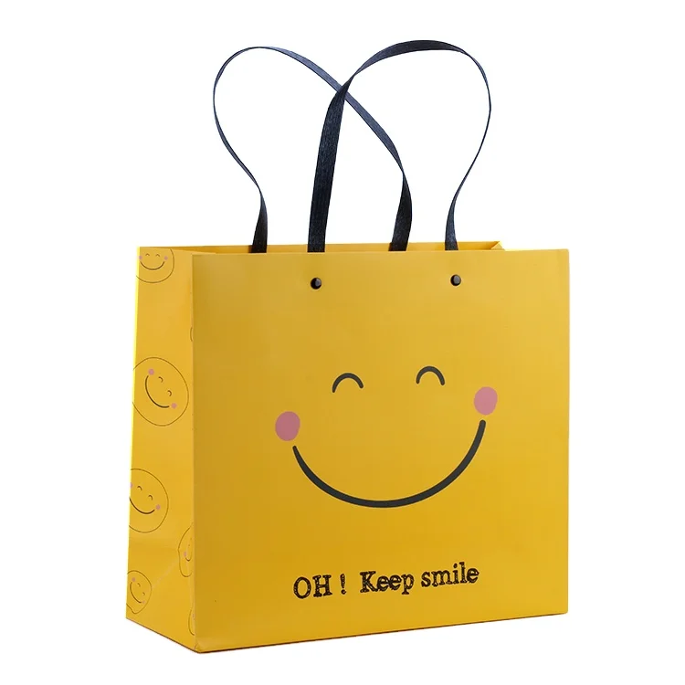 Custom Logo Kraft Christmas Promotion Birthday Gift Kraft Yellow Paper Bag