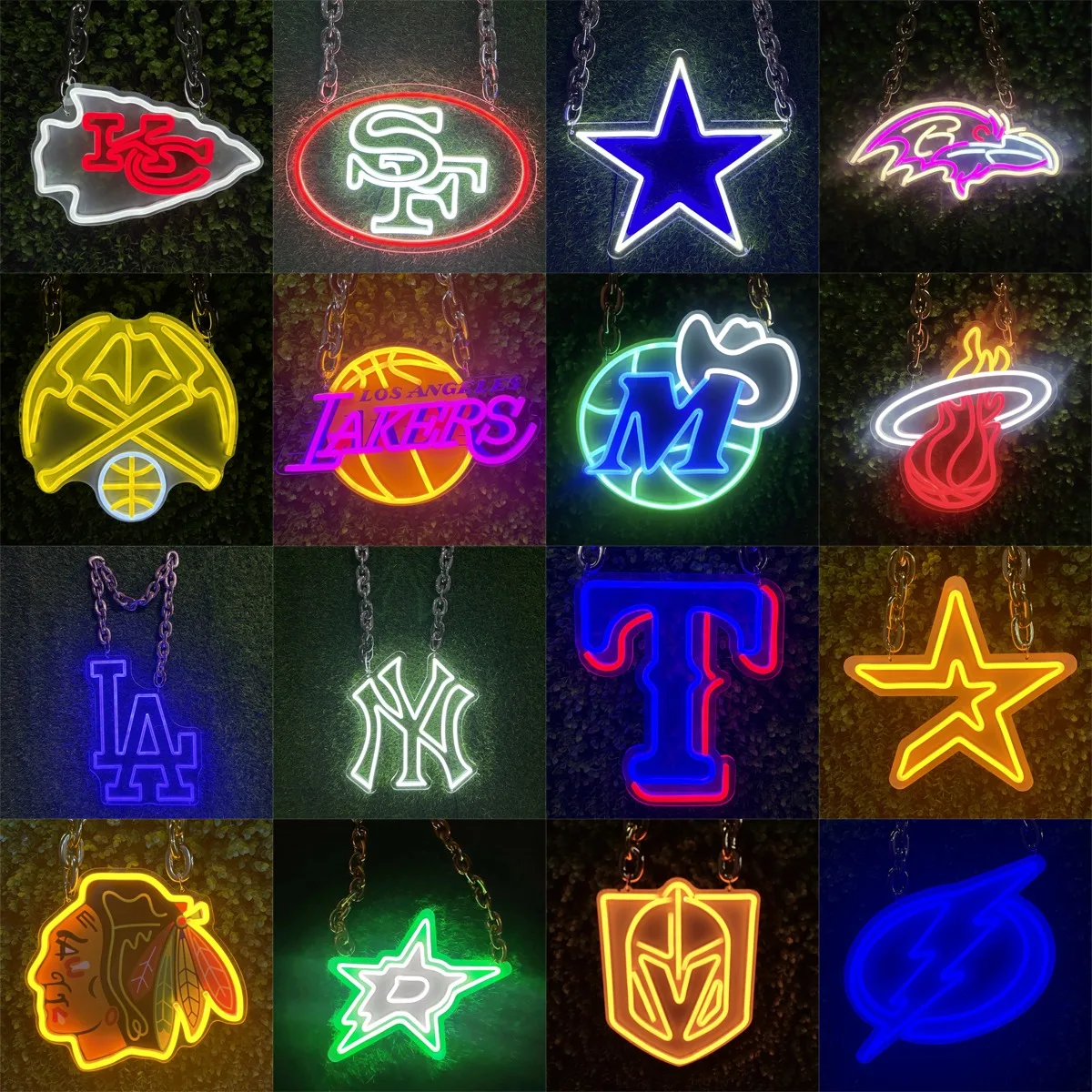 Customizable luminous NBasketballA player/team logo neon chain for game days event