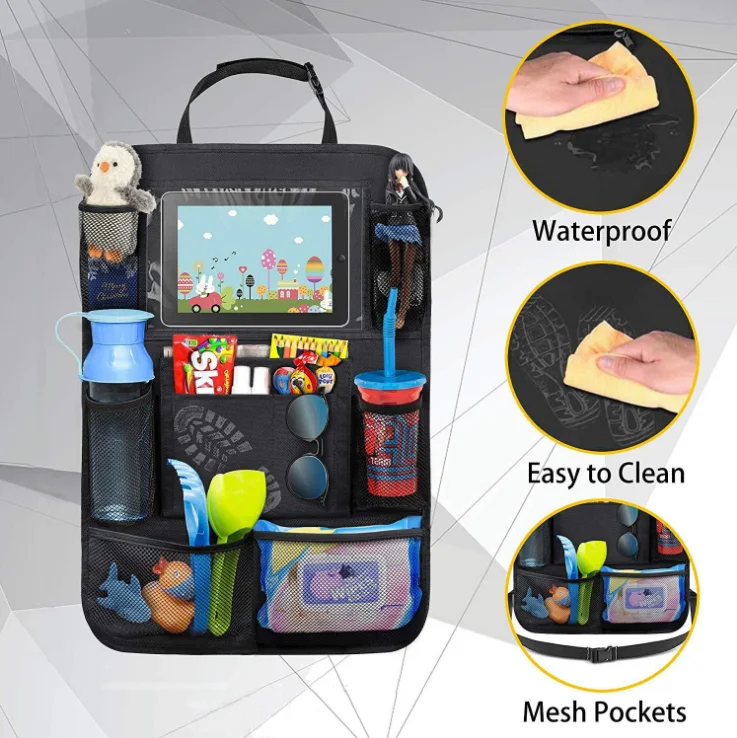 KUYUE Oxford Car Hanging Bag Car Backseat Organizer Oxford Seat Pocket Protector Storage Bag with Tissue Holder Storage Baskets