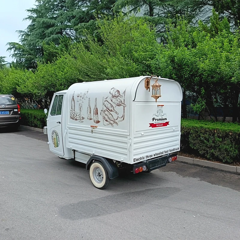 Cute Little Food Truck Mobile Street Coffee Trailer Electro-Tricycle BBQ Candy Food Cart Multifunction Ice-Cream Car