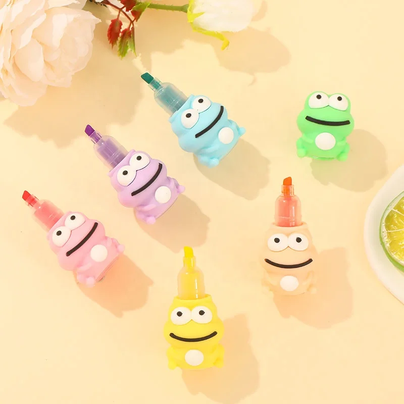 High Quality stacking highlighter mini frog stackable Cute highlighter 6 in 1 highlighter