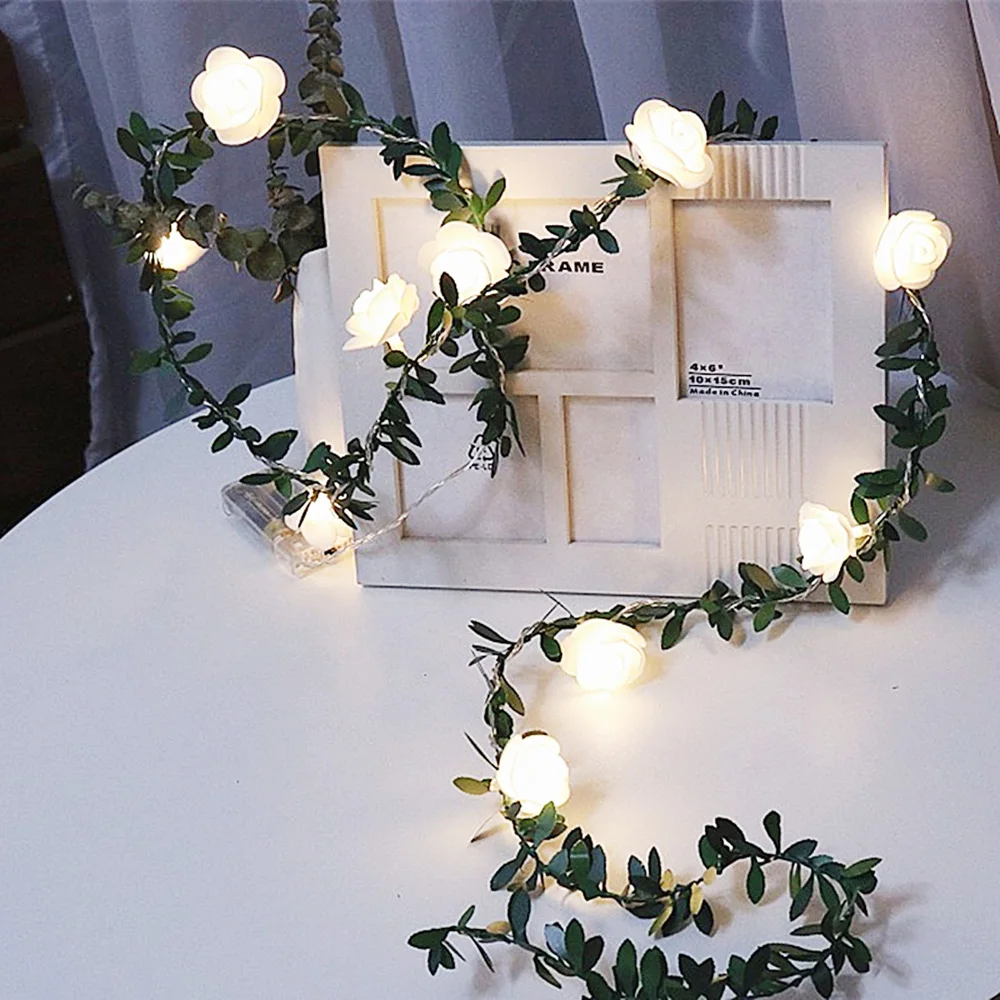 HIPIE LED Rose Flower String Lights 1.5M 3M 6M Garland Lamp IP44 Outdoor Christmas Decoration Wedding Garden Red Pink Emittance