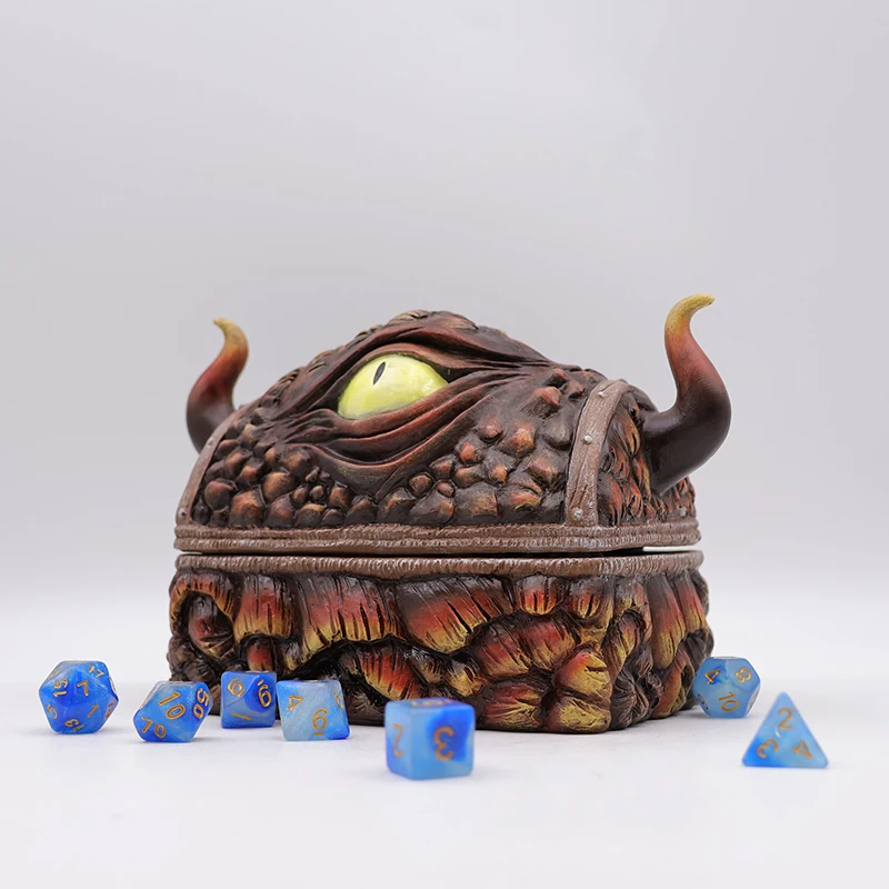 Custom dnd dice jewelry storage boxs unique design resin mimic chest dragon eye dragon scales trinket mini treasure chest