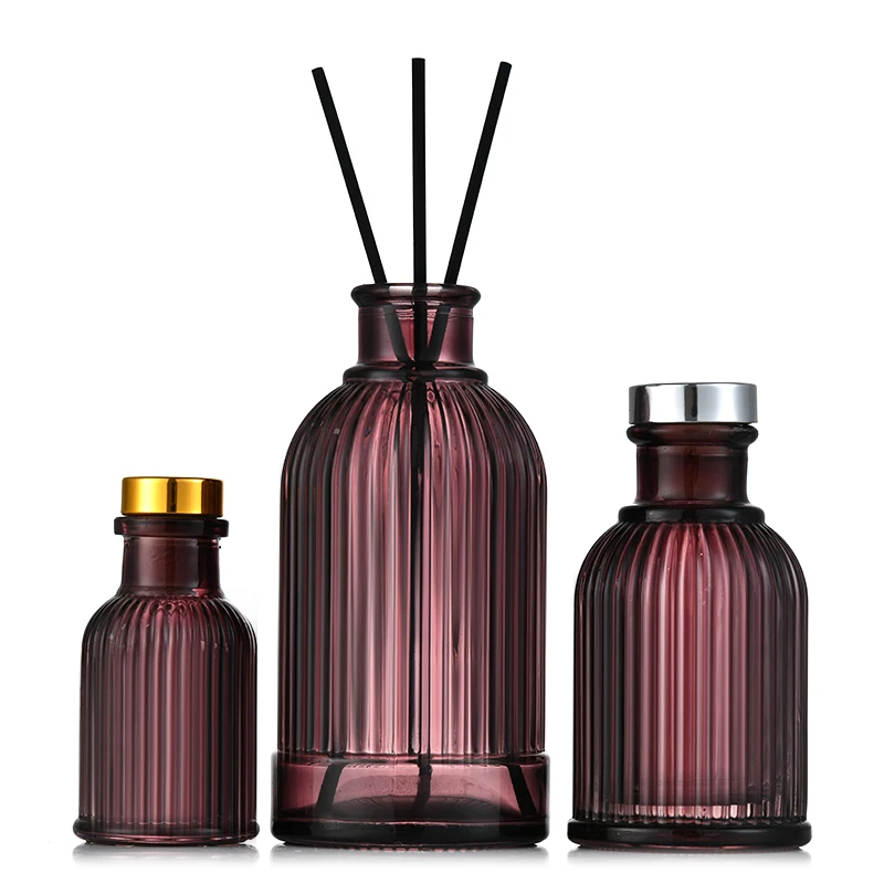 wholesale 230ml clear glass aromatherapy essence oil bottle vertical stripe aromatherapy bottle