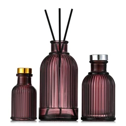 wholesale 230ml clear glass aromatherapy essence oil bottle vertical stripe aromatherapy bottle