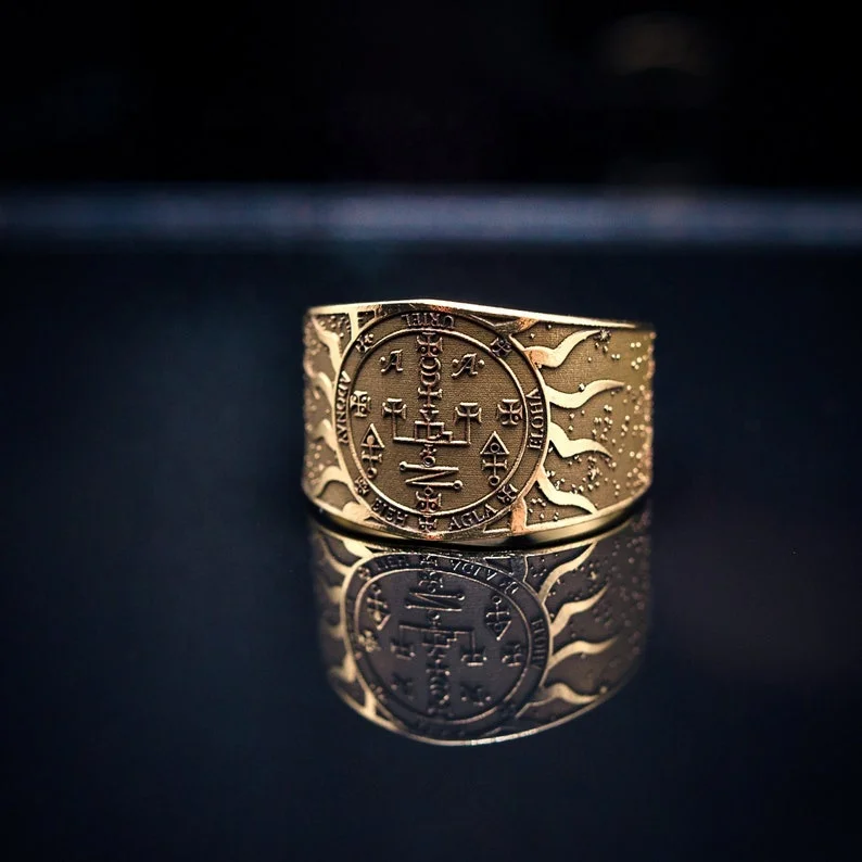 925 sterling silver Archangel URIEL Spirit of Prophesy Seal of Solomon kabbalah amulet adjustable ring kabbalah talisman angel
