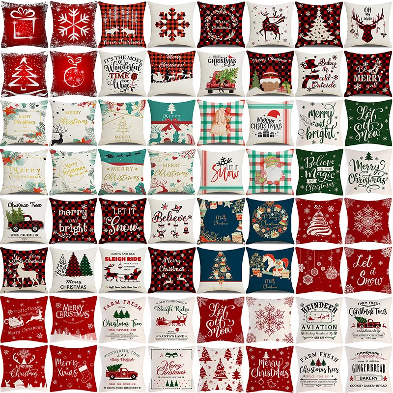 Hot Sale Modern for Fall Christmas Decorations Animal Pattern Cartoon Festival Polyester Cushion Cover Pillow Case
