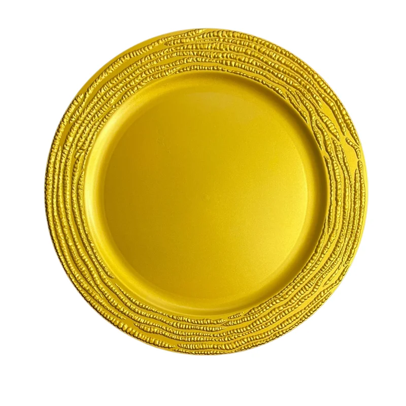Cheap Wholesale Wedding Presentation Plate Party Table 13 inches Champagne Gold Royal Blue Reef Plastic Charger Plates