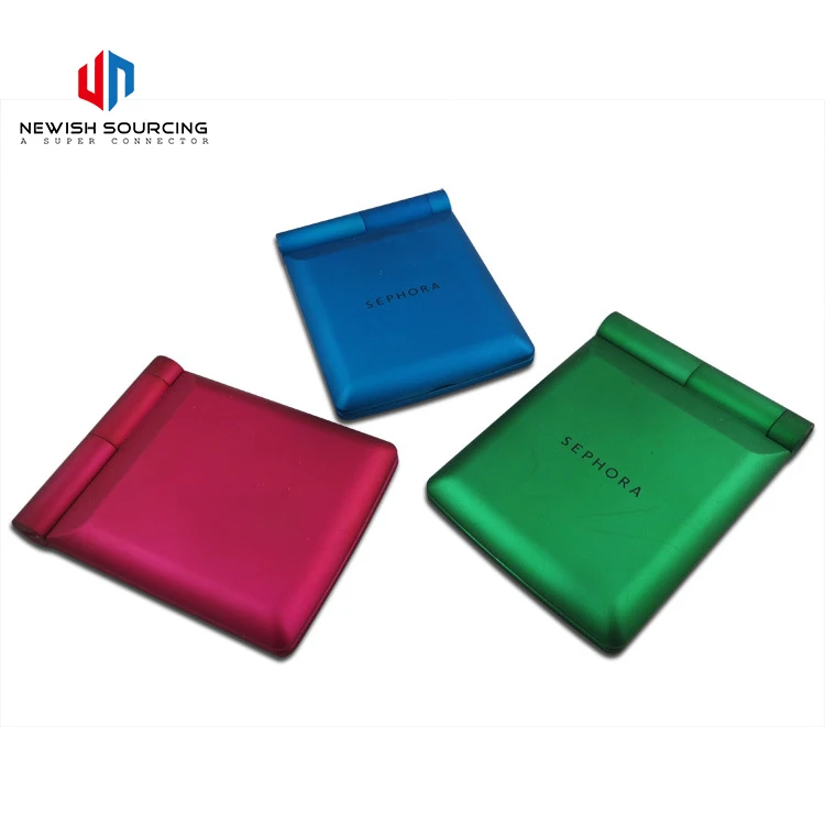 Дешевое двухстороннее складное портативное дорожное зеркало для макияжа с 8 светодиодами