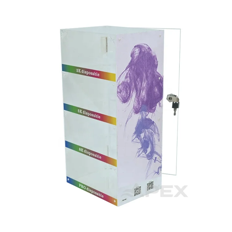 APEX Acrylic Smoke Display Stand Customized Brand Logo Desktop Retail Store Smoke Display Rack with Lock