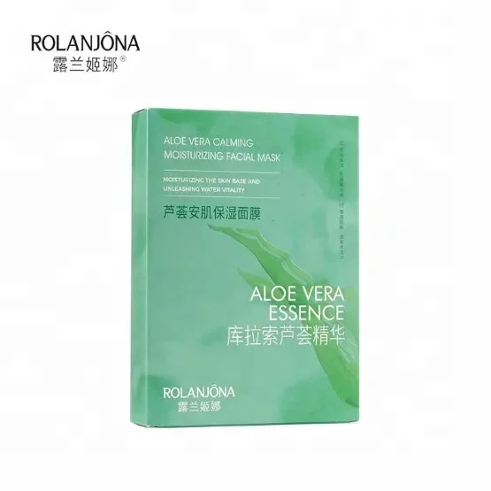 Rolanjona OEM Aloe Vera Calming Moisturizing Facial Mask Soothing Cotton Face Sheet Masks for Beauty Skin Care Private Label