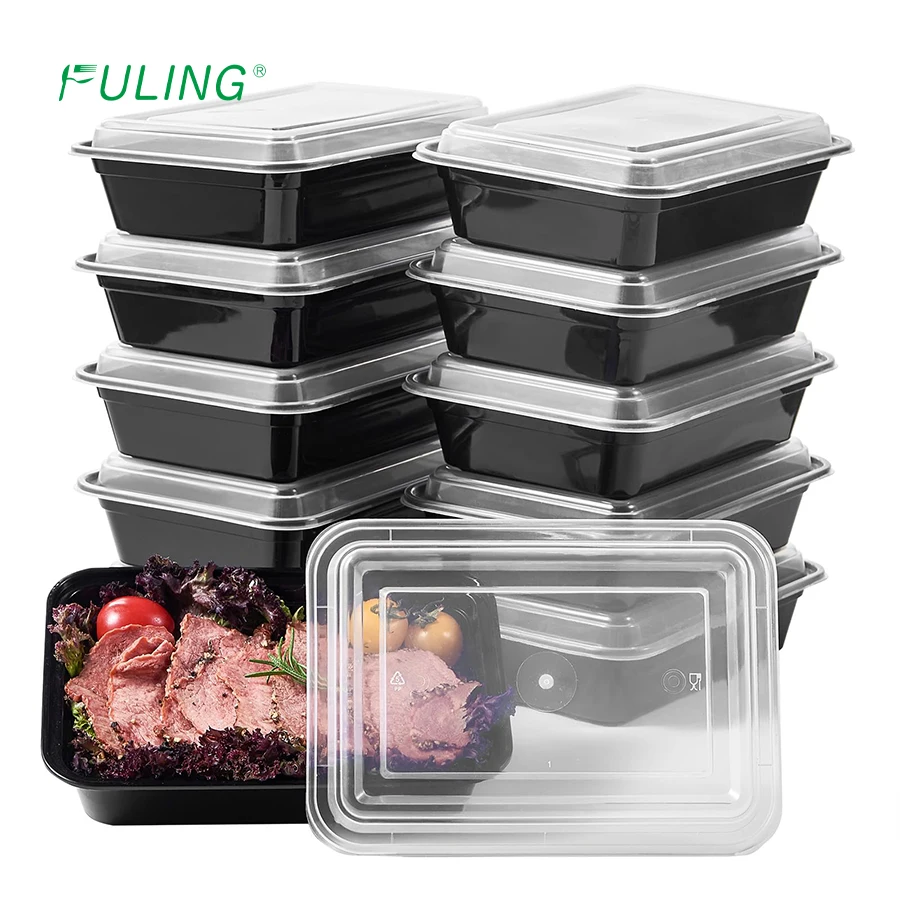 FULING wholesale 24 oz 26 oz 28 oz 32 oz 38 oz take out microwave meal prep disposable food storage container lunch box with lid