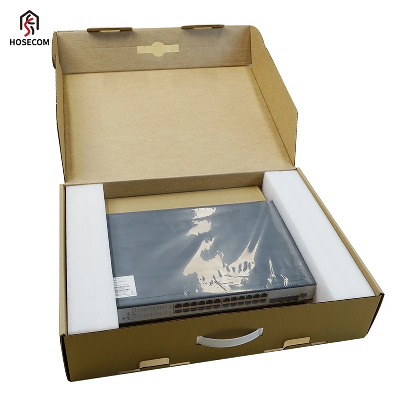 Hosecom 24-Port POE Network Switch 10G Uplink Layer 3 Ethernet Switch for QOS Stackable SNMP Functions