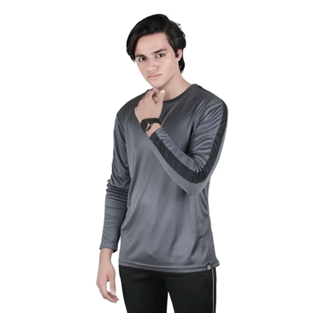 Мужская футболка с длинным рукавом и черной панелью спортивная одежда футболки круглым вырезом 100% Полиэстеровые для мужчин