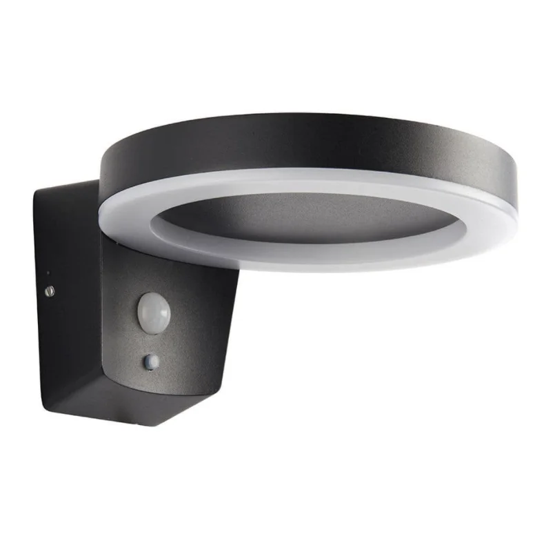 Decorative aluminum waterproof motion sensor round pc shade outdoor fence wall lights solar garden