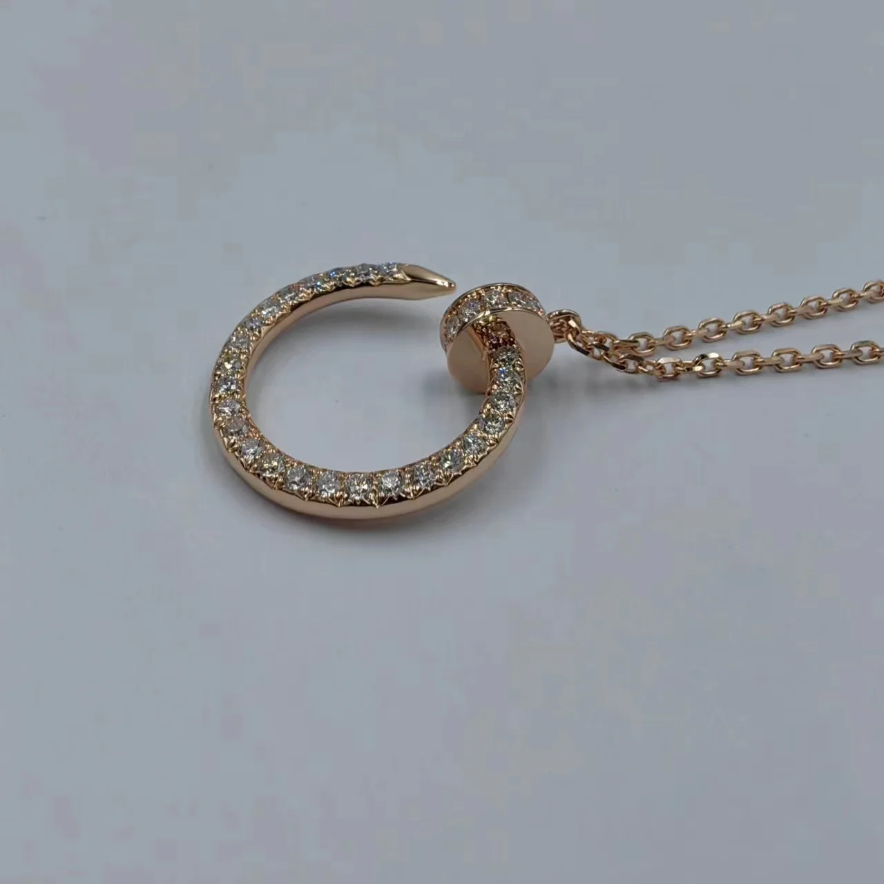 Classic 18K pure gold necklace women Au750 gold jewelry nail full diamond necklace can be reproduced