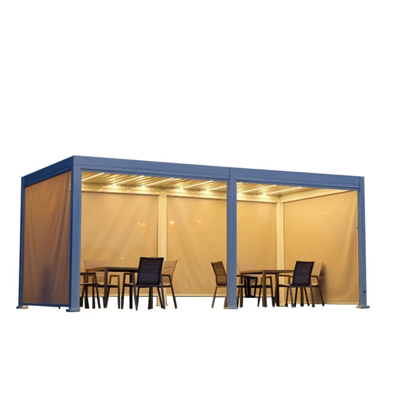 Adjustable Bioclimatic Waterproof Sun-proof Outdoor Garden Patio Manual Louver Aluminum Pergola With Screens