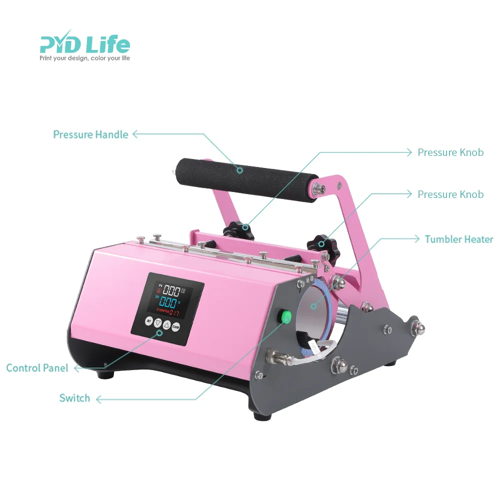 PYD Life RTS Newest Dropshipping Custom Logo 20oz 30oz Sublimation Mug Pink Skinny Tumbler Straight Heat Press Pink 30oz Machine