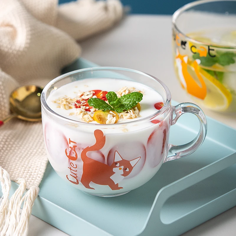 
Wholesale Customized Large 16.5oz Glass Wide Mouth Coffee Mug Tea Cup With Handle - Dishwasher & Microwave Safe Accept Logo 