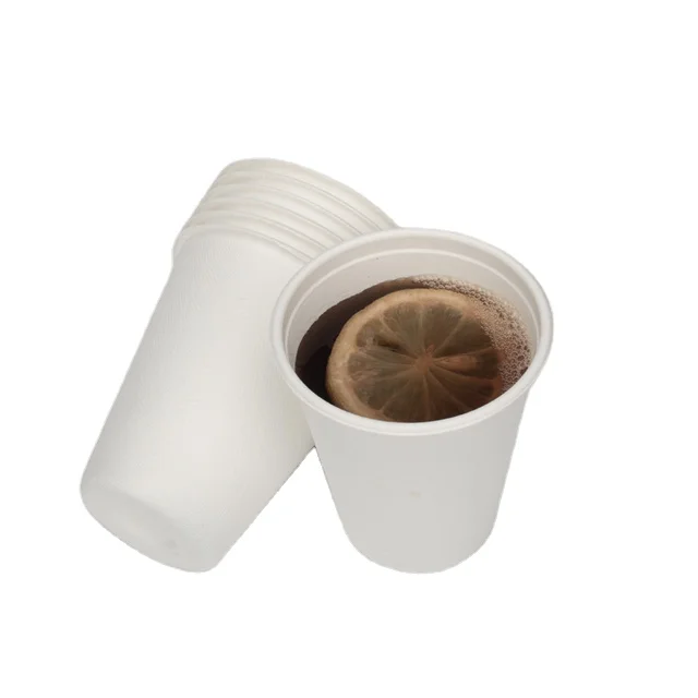 100% Biodegradable Wholesale Disposable Sugarcane Bagasse Paper Pulp Molding Tea Coffee Cups