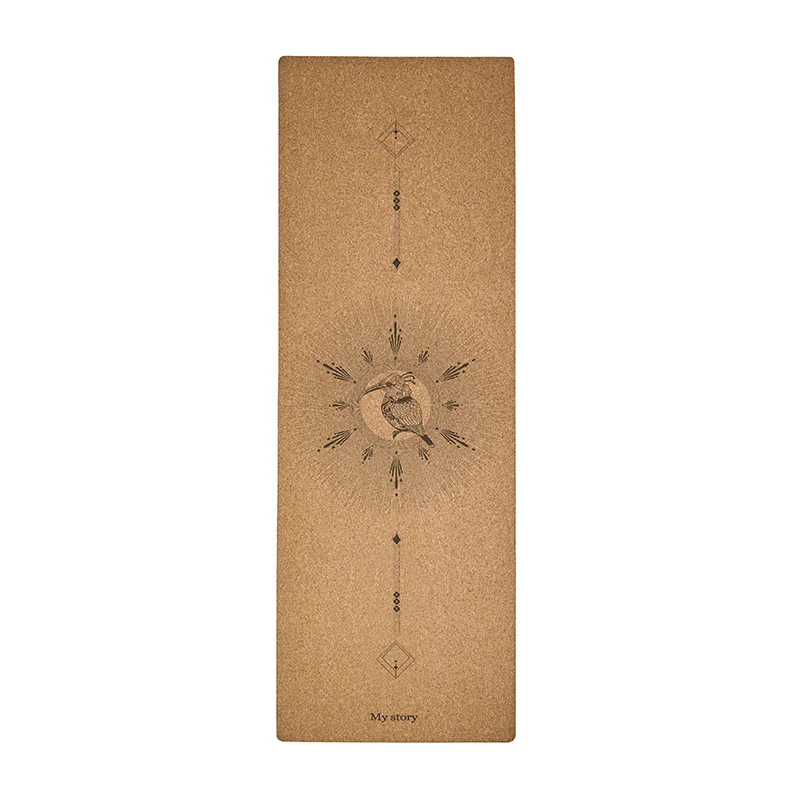 
Wholesale High Quality Bird Pattern Organic Cork Natural Rubber Yoga Mat Manufacturer 