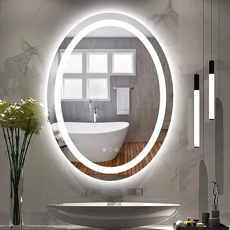 Frameless Oval LED Bathroom Vanity Mirror Anti-fog Wall Mirror