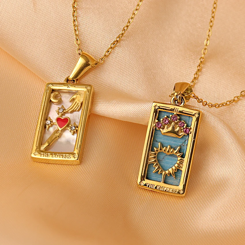 Vintage New Arrival Fine Jewelry PVD Gold Plated Stainless Steel Hand Heart Rainbow Star Moon Sun Necklace Women