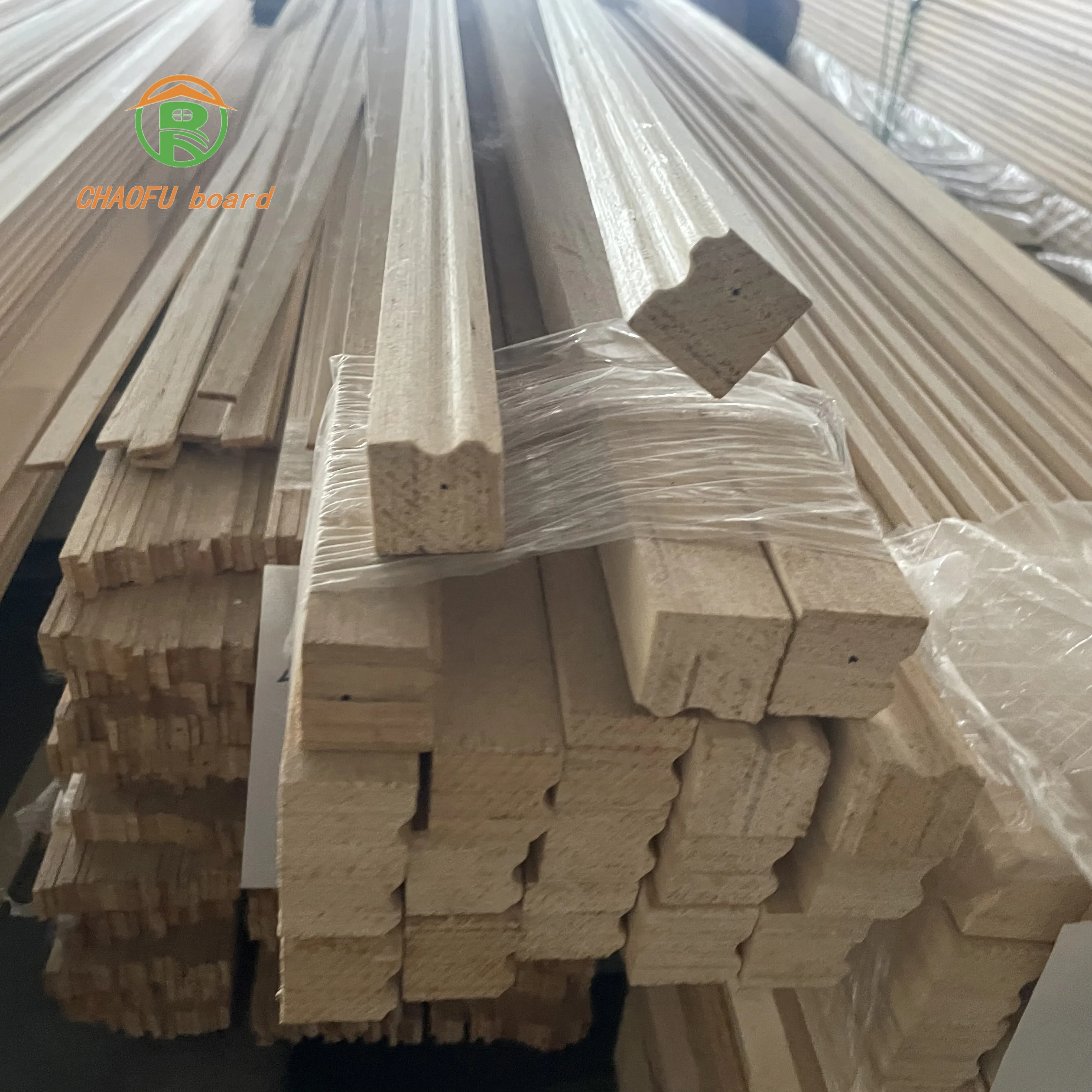 MDF board solid color wood grain cloth pattern coating film decoration wood board carved wood strips skirting line