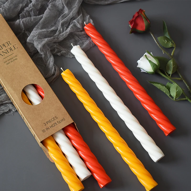 Two color Soy Wax Decorative Aroma Drippless Long Frameless White Scented Taper Candles Sets Wholesale Tapered Candle Suppliers