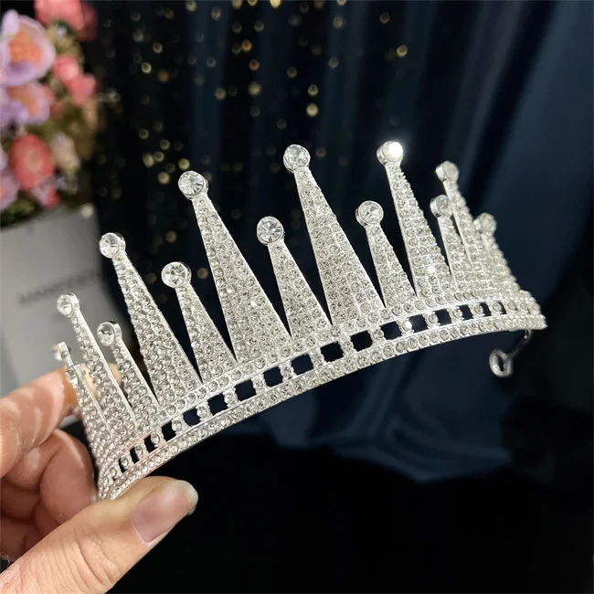 Fashion Women Silver Crystal Bride Crown Headbands Princess Queen Tiaras and Crowns Bridal Wedding Hair Jewelry Head Accessories