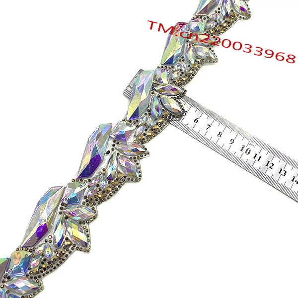 Handmade Iron On Heat Transfer Blue AB resin gems stone Applique Trim carnival craft Jewelry Hot fix Trimming For Costume Making