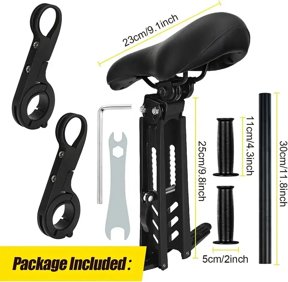 IRONDONKEY Soft Leather Kids Bicycle Saddle Waterproof Front Seat for 2-5 Year Olds Quick Release Mount Mountain Bikes Children