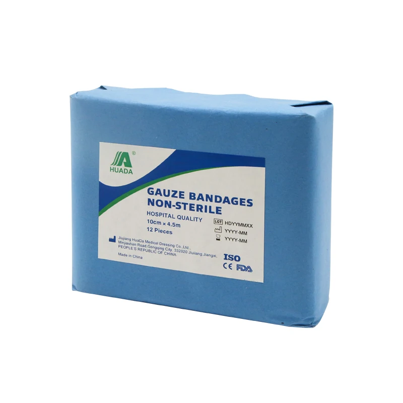 Medical Elastic Cotton Gauze Roll Individual Pack Wound Dressing Sterile Wraps Medical Gauze Bandage HUADA