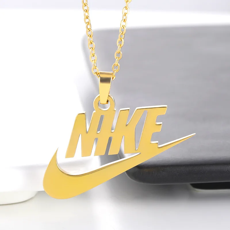 New hypoallergenic street hiphop jewelry Swoosh Necklace jewelry tick pendant stainless steel designer jewelry famous brands