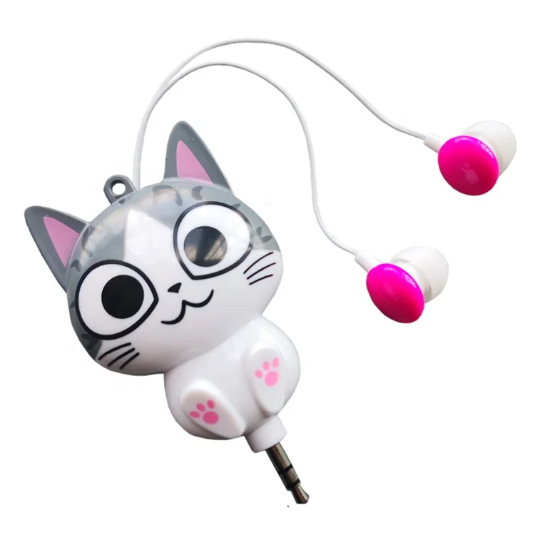 animal shaped cute cartoon retractable earphone without mic