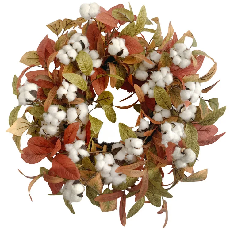 Factory outlet 24inch artificial dried flower Olive Magnolia Leaves cotton fall harvest wreaths for front door