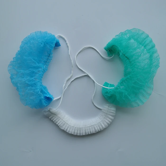 ISO13485 Food safe disposable machine made beard mask PP non woven beard covers with head elastic