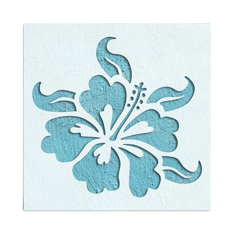 Aloha Flowers Stencil Reusable Kids Friendly Plastic DIY Stencil for Painting Baking Art Crafts Wall Furniture